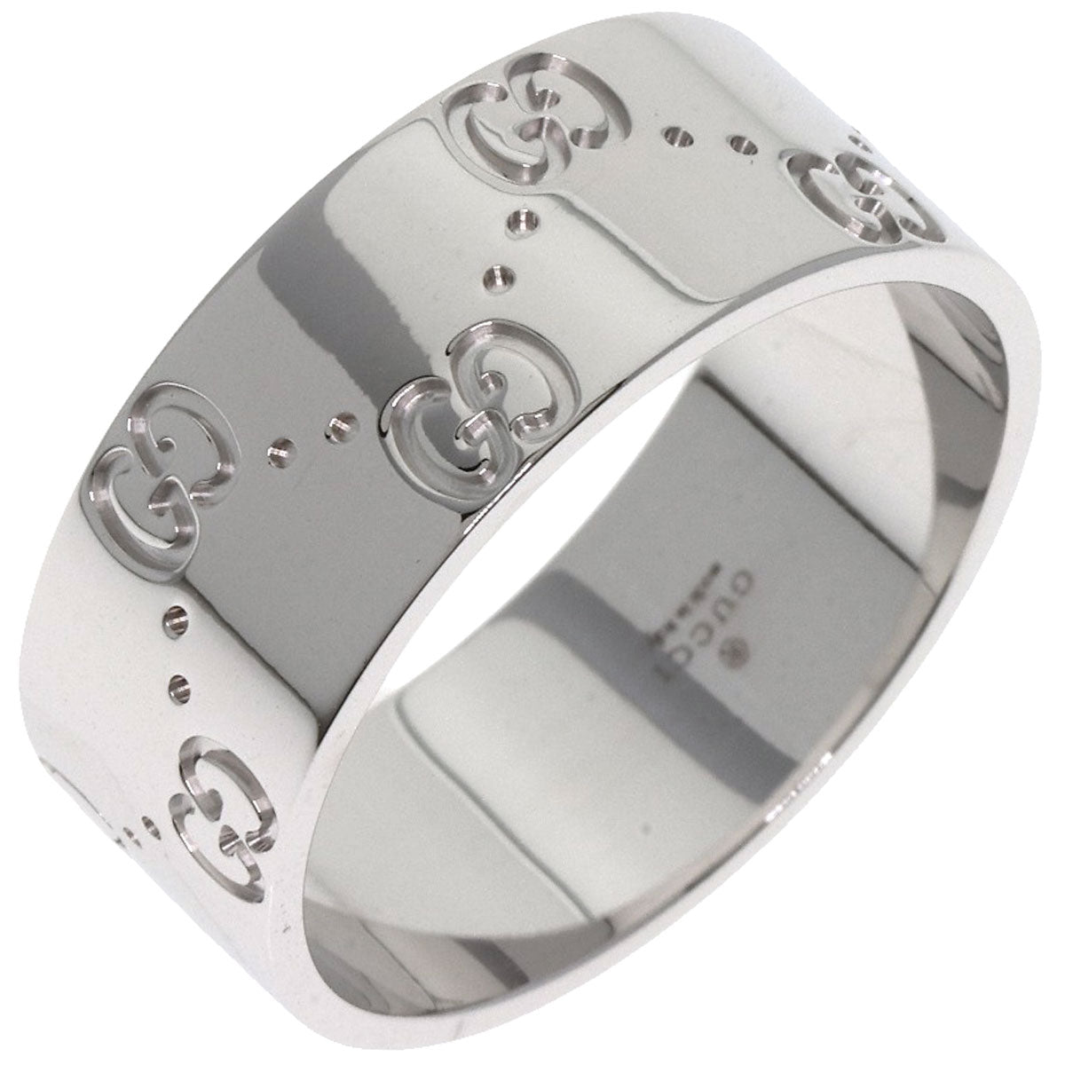GUCCI Ring K18WG Silver GG Icon Wide #27