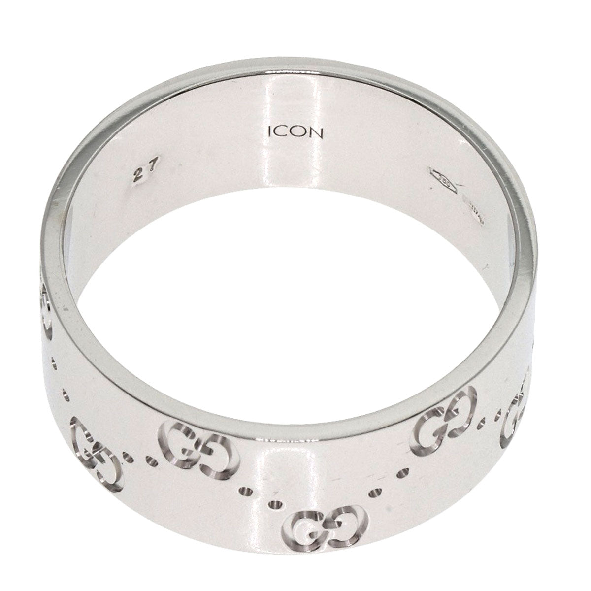 GUCCI Ring K18WG Silver GG Icon Wide #27