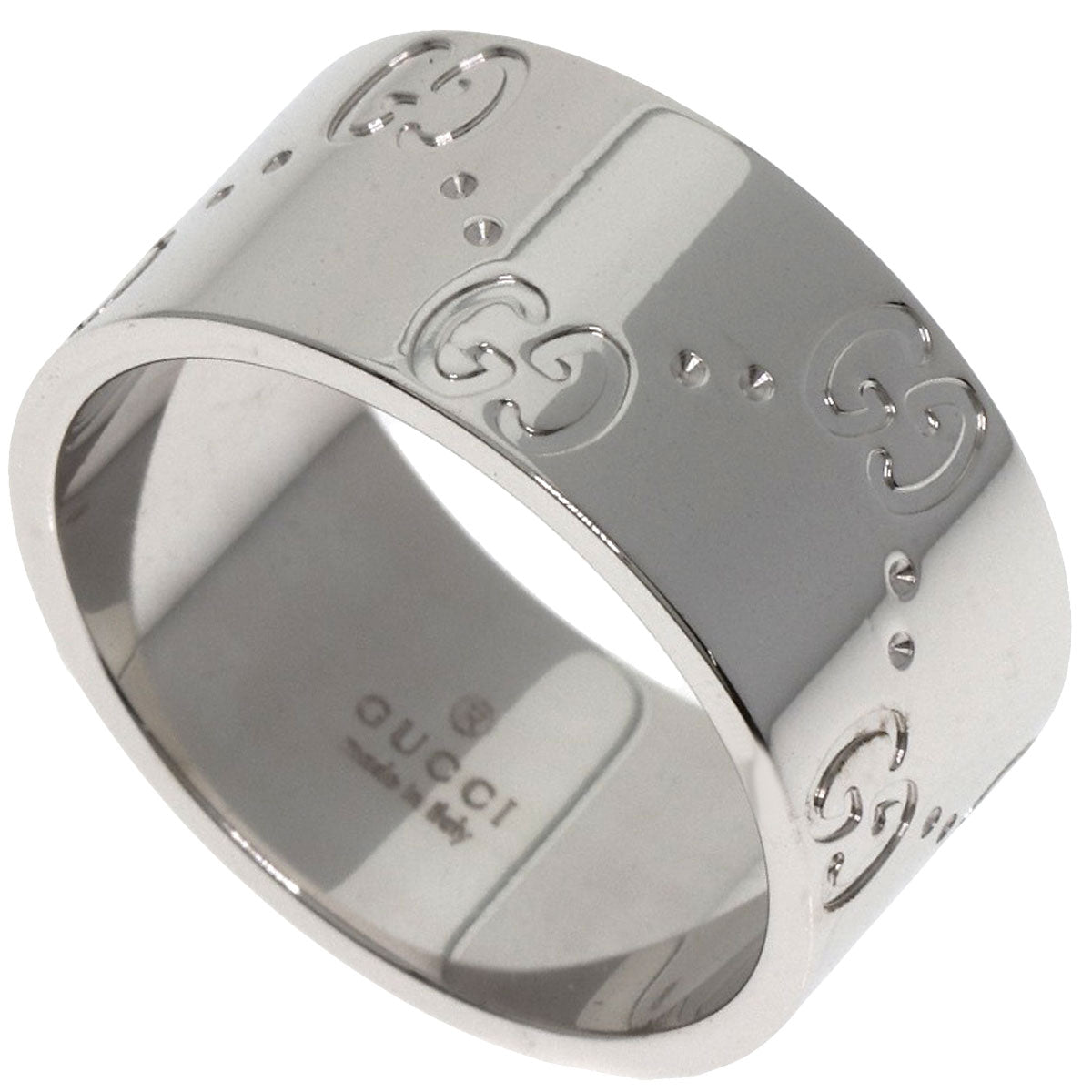GUCCI Ring K18WG Silver GG Icon Wide #13