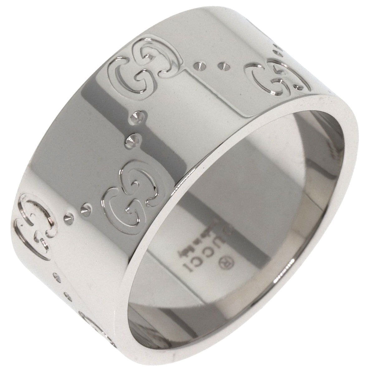 GUCCI Ring K18WG Silver GG Icon Wide #13