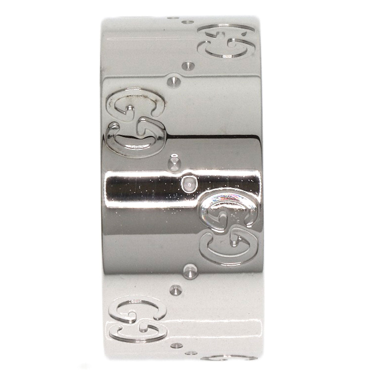 GUCCI Ring K18WG Silver GG Icon Wide #13