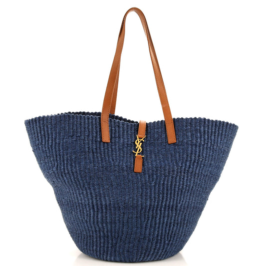 Luxury Saint Laurent Trending 2025 Monogram Panier Basket Tote Woven Raffia Medium