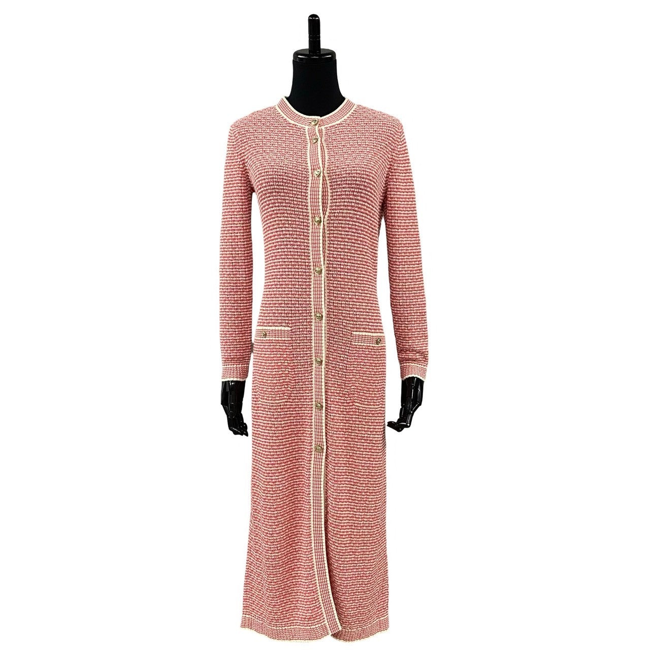 CHANEL one piece Cotton, Nylon pink COCO Mark Button Border Women 34