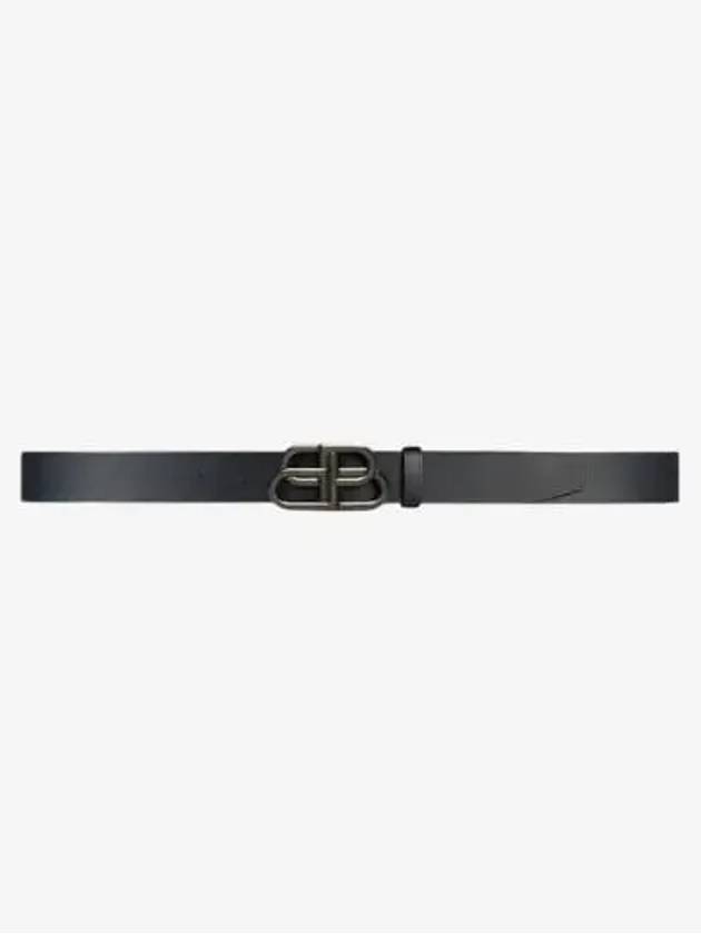 Luxury Balenciaga Trending 2025 Buckle Logo Leather Belt Black