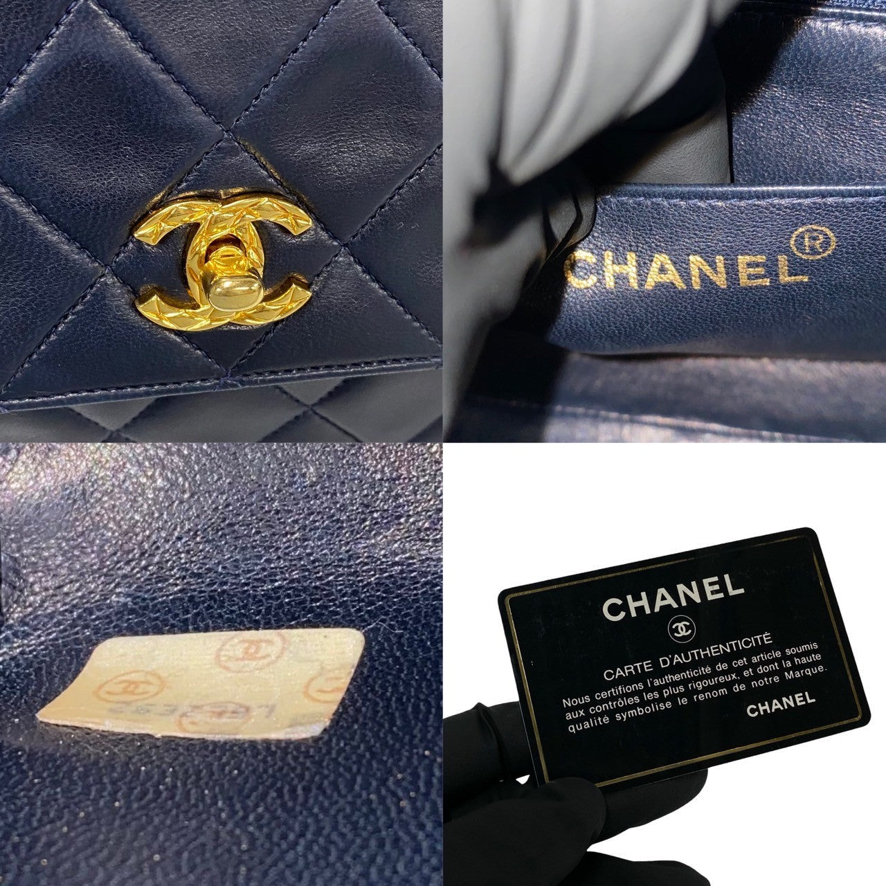 CHANEL Handbag lambskin Navy COCO Mark Matrasse Women