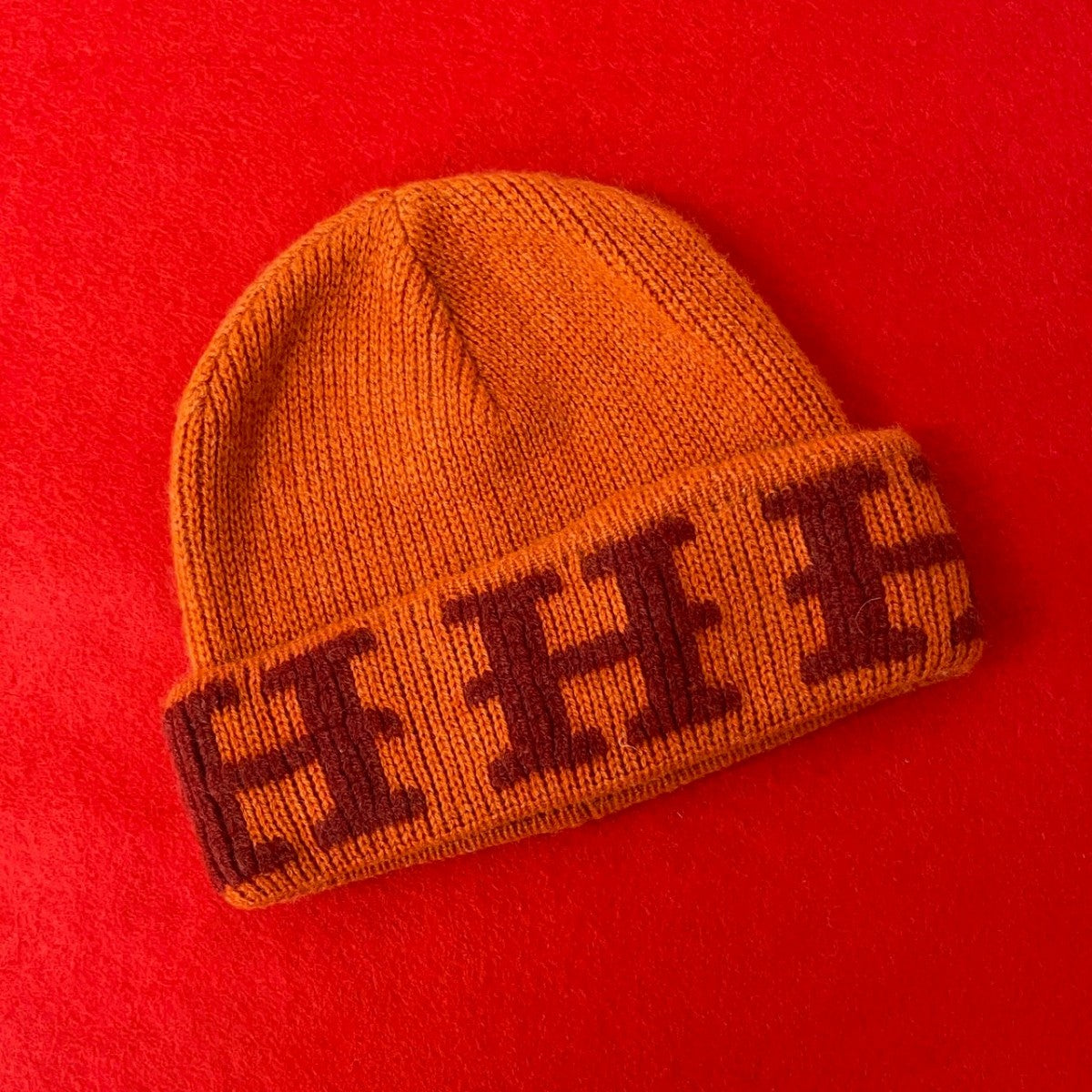 HERMES Knit cap cashmere Orange Margiela period Women