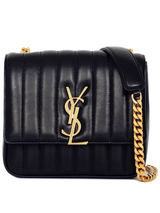 Luxury Saint Laurent Trending 2025 Women's Gold Monogram Big Key Chain Leather Medium Shoulder Bag Black