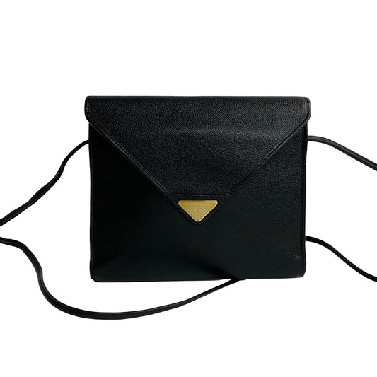 YVES SAINT LAURENT Shoulder Bag leather black YSL logo Women