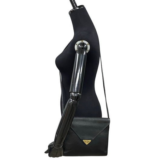 YVES SAINT LAURENT Shoulder Bag leather black YSL logo Women