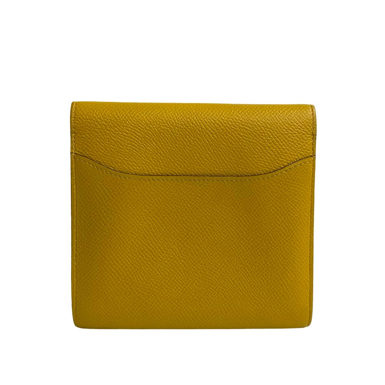 HERMES Bifold Wallet Epsom yellow logo Metal Constance Compact Women(Unisex)