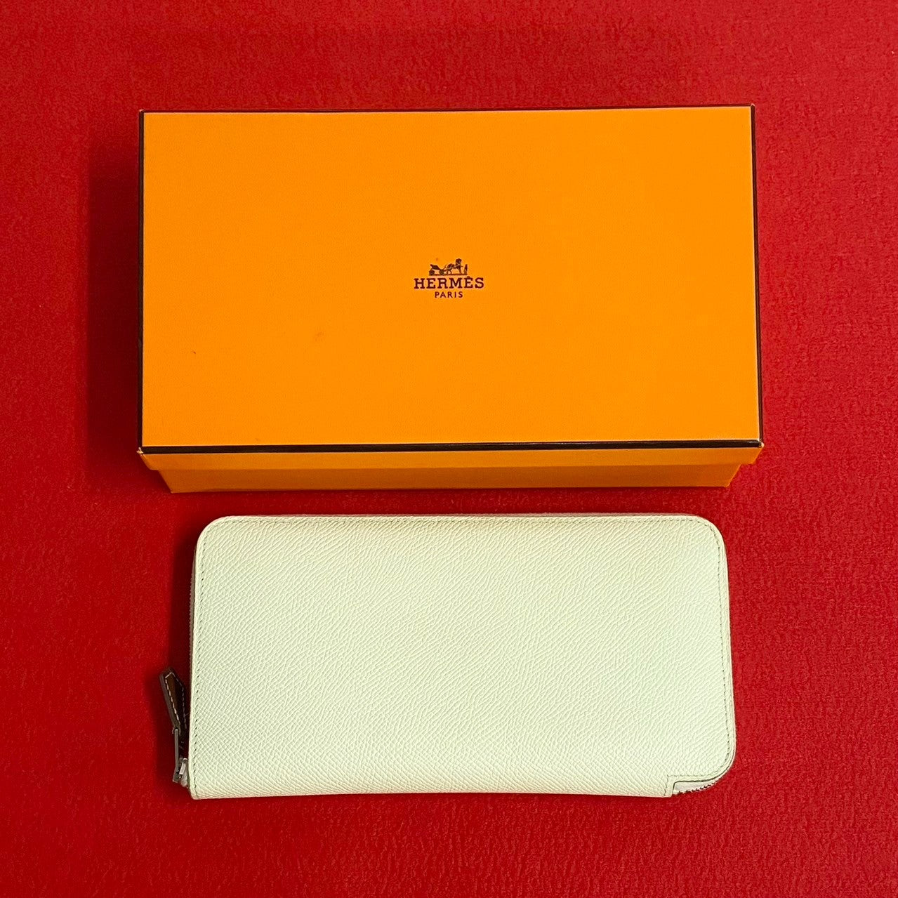 HERMES Bifold Wallet Epsom, Leather green Azap long silk in Women