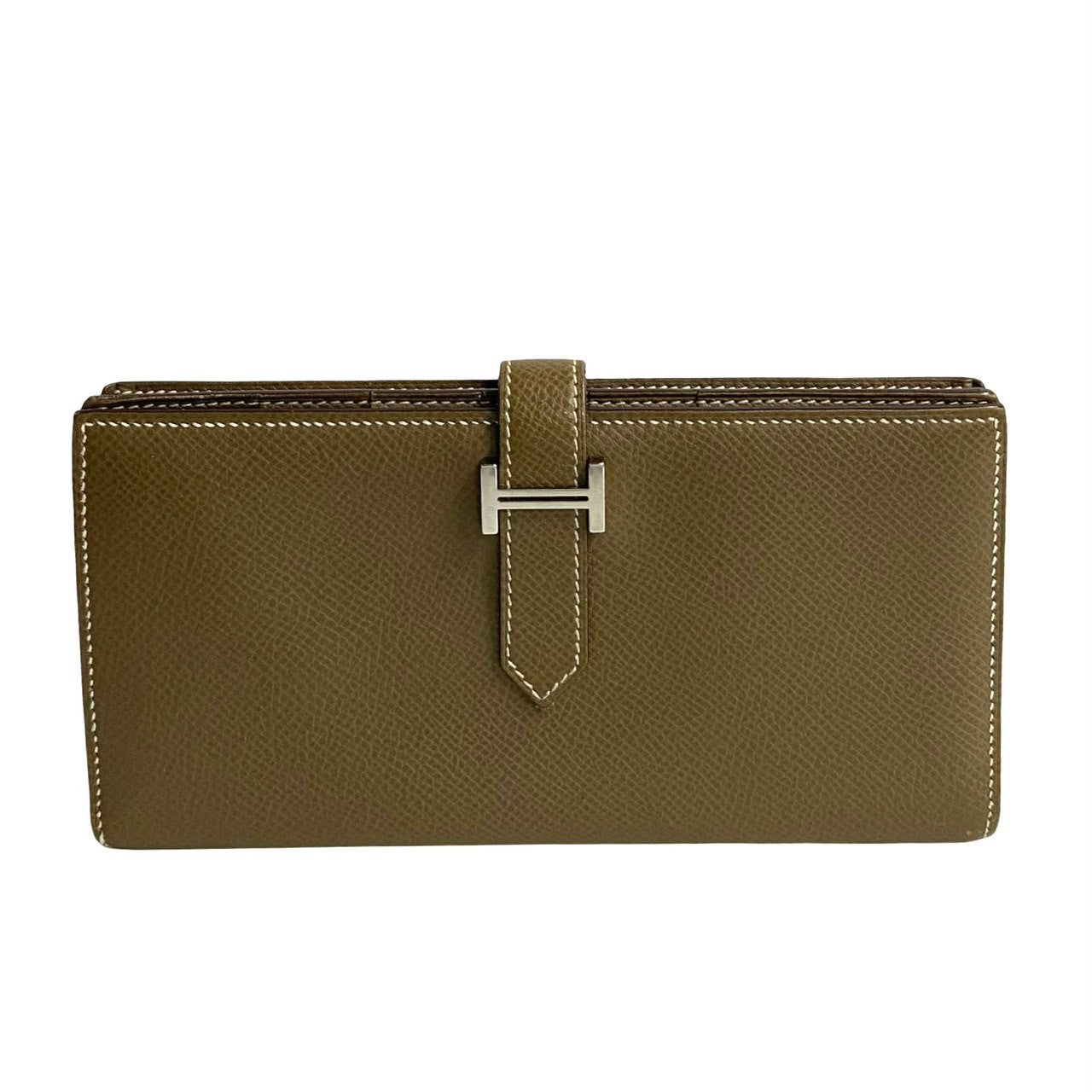 HERMES Long Wallet Purse Epsom, Leather gray Beansufla Women(Unisex)