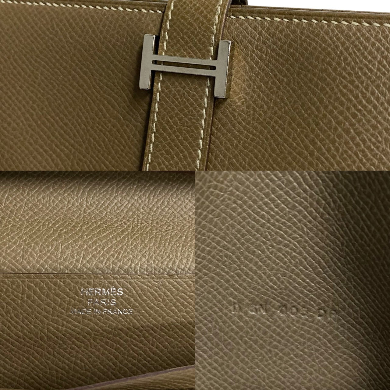 HERMES Long Wallet Purse Epsom, Leather gray Beansufla Women(Unisex)