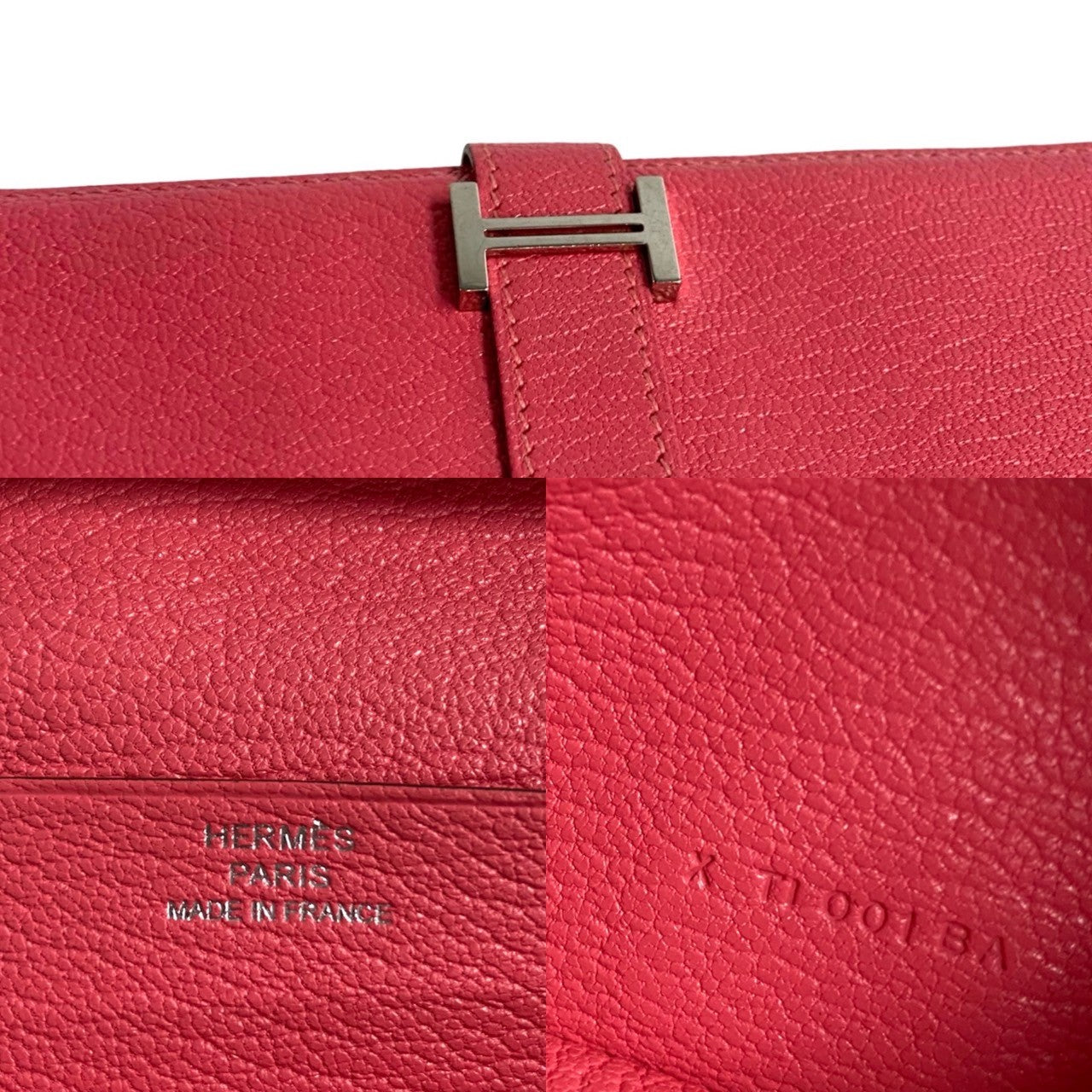 HERMES Bifold Wallet Shave pink Bane Souffle Women