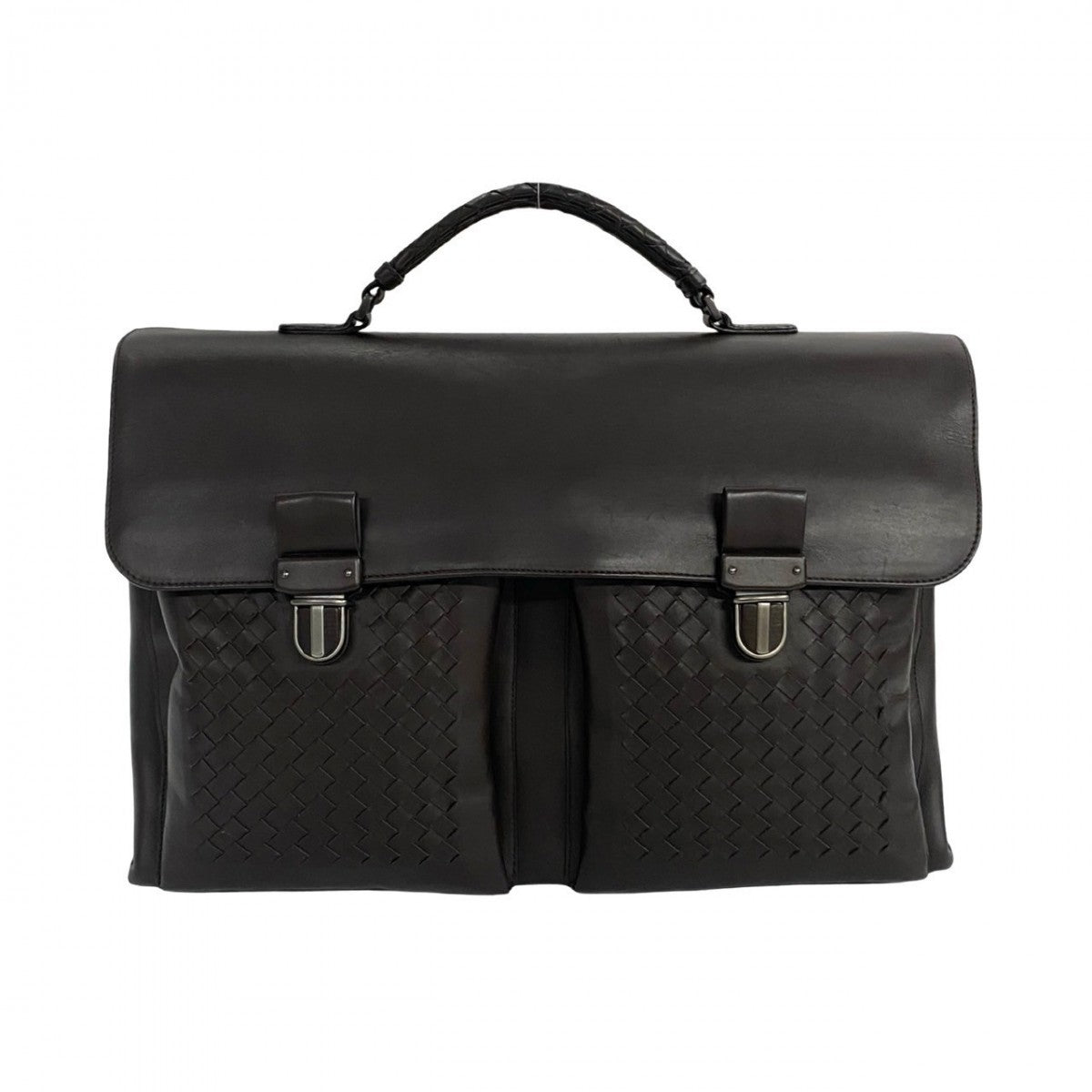 BOTTEGAVENETA Business bag leather Brown INTRECCIATO mens