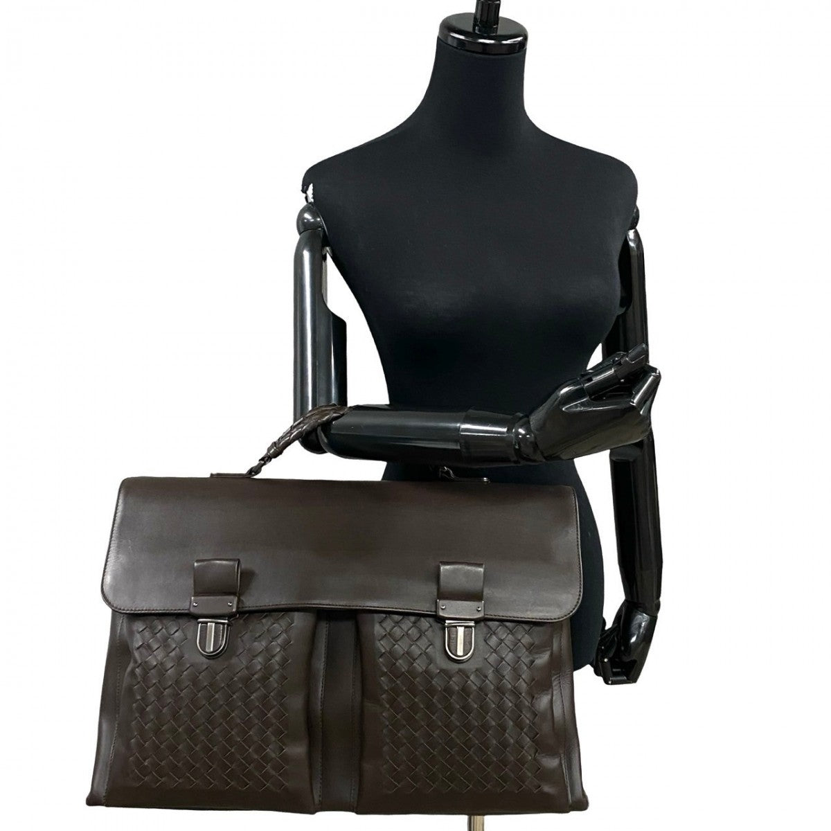 BOTTEGAVENETA Business bag leather Brown INTRECCIATO mens
