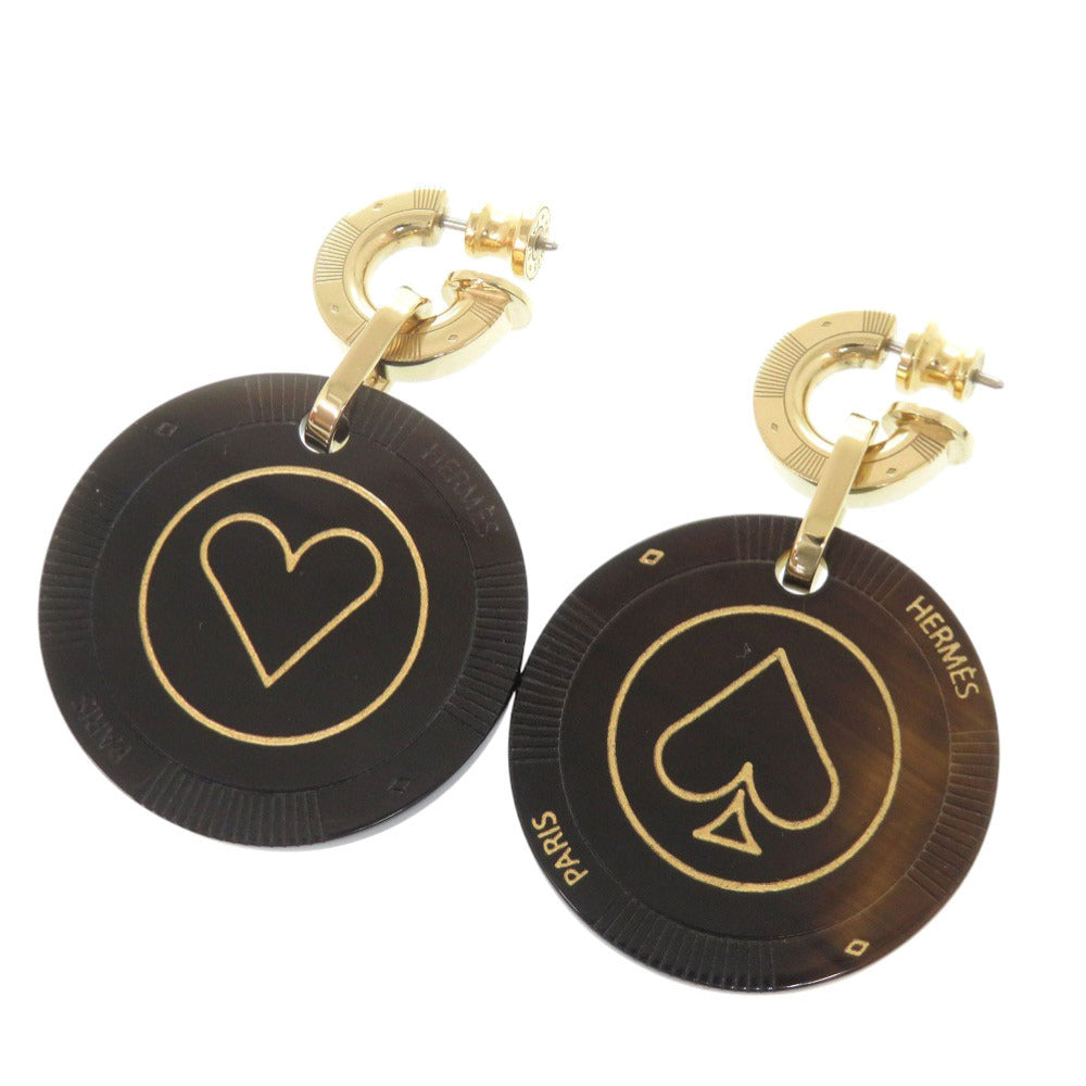 HERMES Pierce Buffalo horn Black type Fait vo jeux heart spade Women