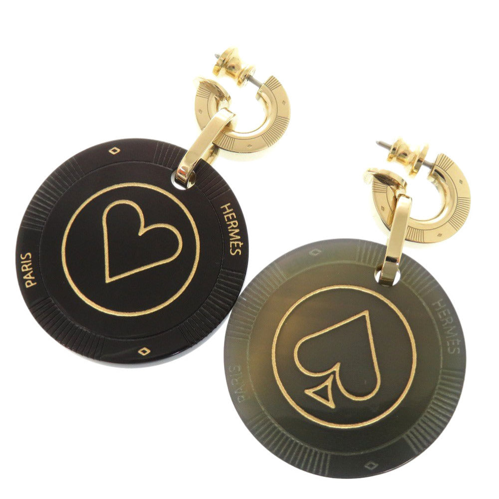 HERMES Pierce Buffalo horn Black type Fait vo jeux heart spade Women