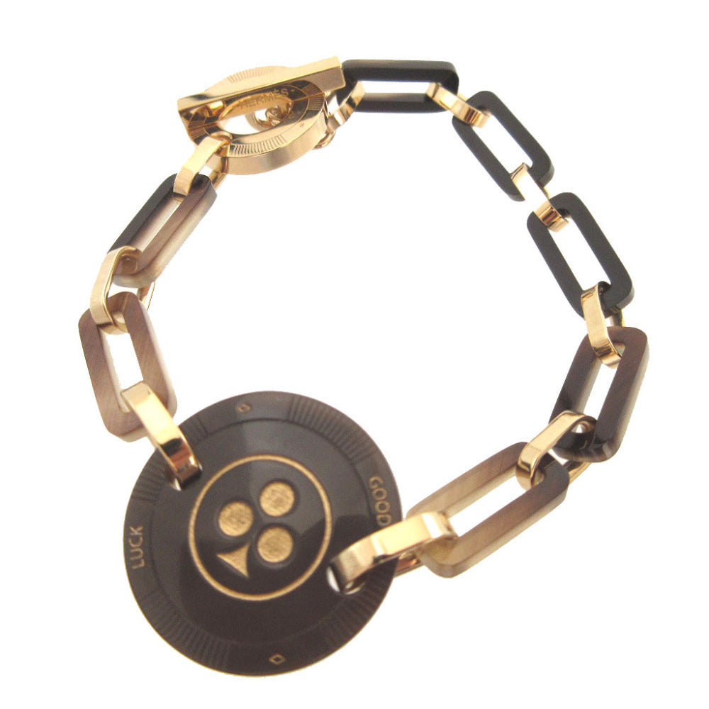 HERMES bracelet Buffalo Horn, Metal Brown Clover Fait Vo Jeu GM Women T2