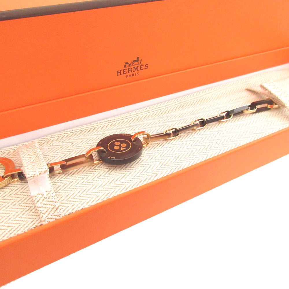 HERMES bracelet Buffalo Horn, Metal Brown Clover Fait Vo Jeu GM Women T2