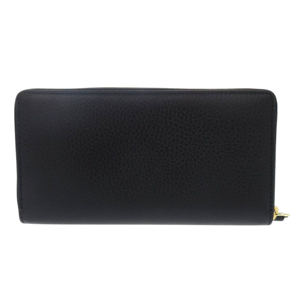 GUCCI Long Wallet Purse 456117 leather black GG Marmont