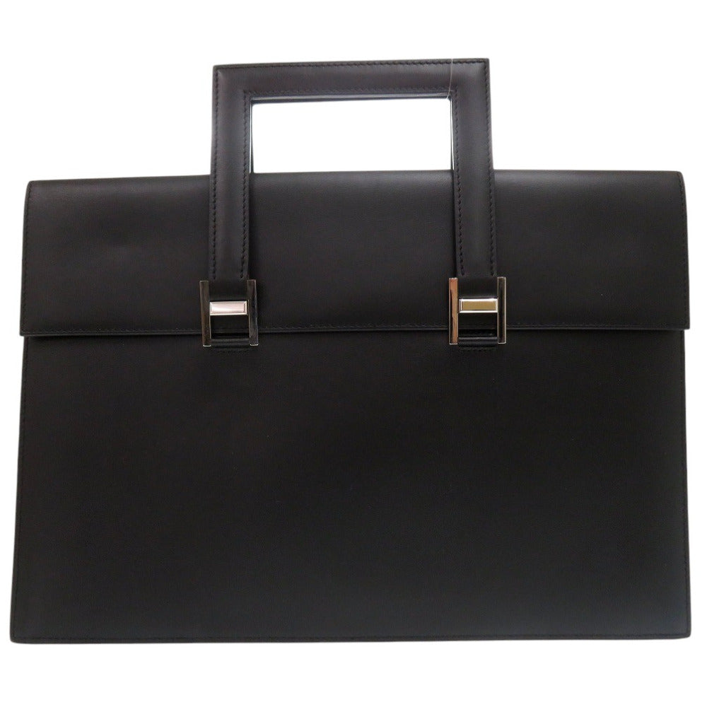 HERMES Briefcase leather black Business bag handbag 365PM mens