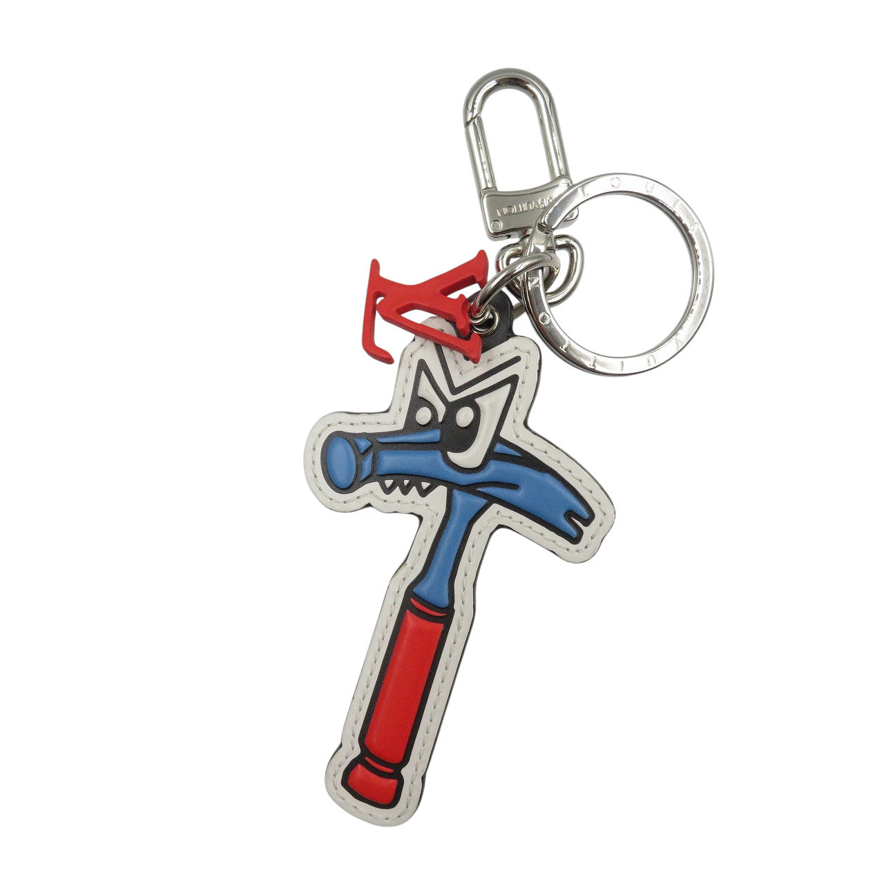 LOUIS VUITTON key ring MP3107 PVC, Metal white Monogram LV Comic Portocre Hammer