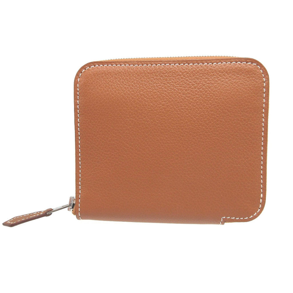 HERMES Coin case Evercolor, Silk gold Azap silk in compact unisex(Unisex)
