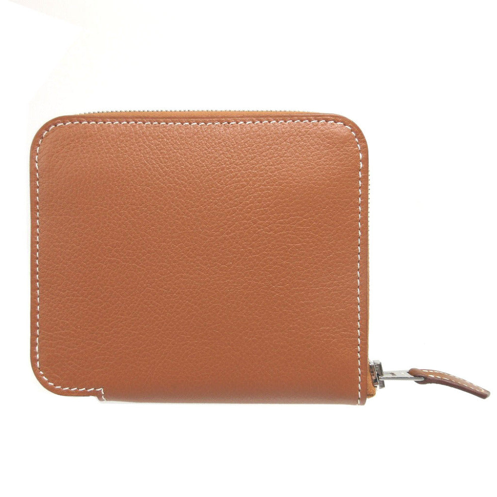 HERMES Coin case Evercolor, Silk gold Azap silk in compact unisex(Unisex)