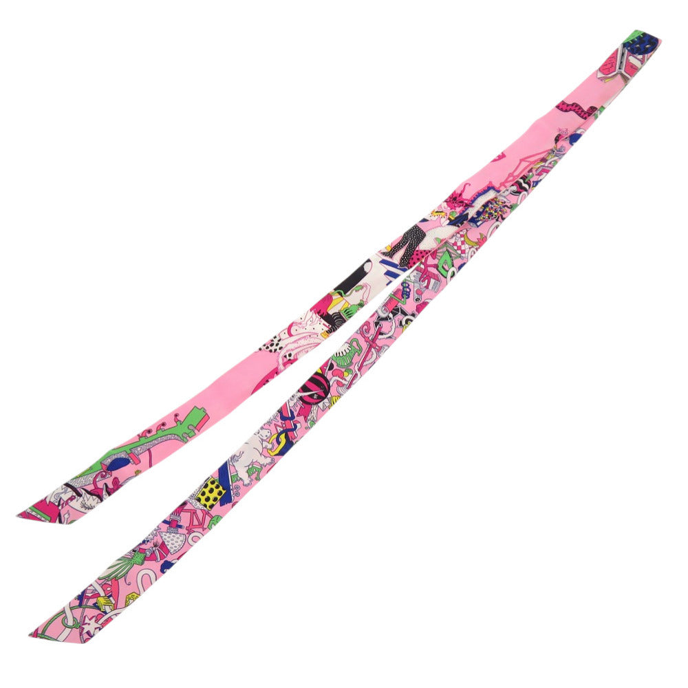 HERMES scarf silk pink Twilly