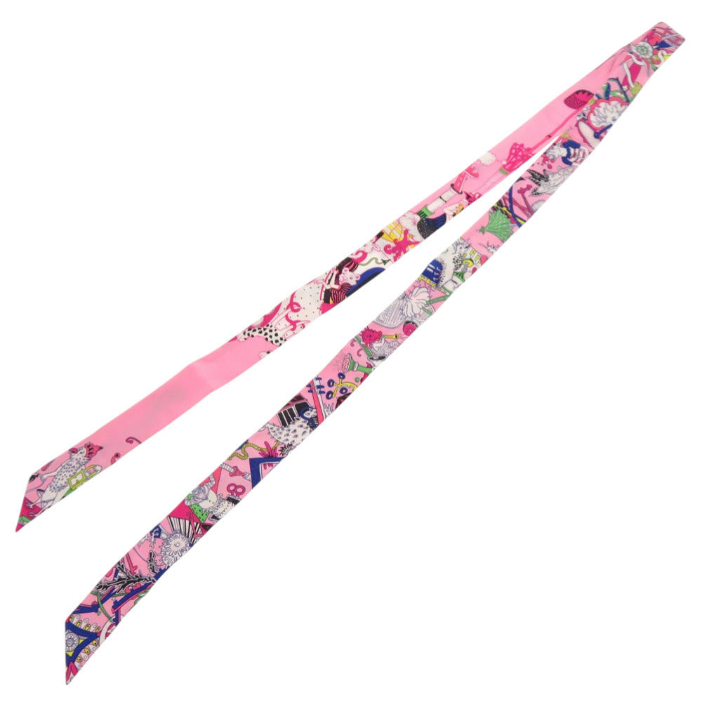HERMES scarf silk pink Twilly