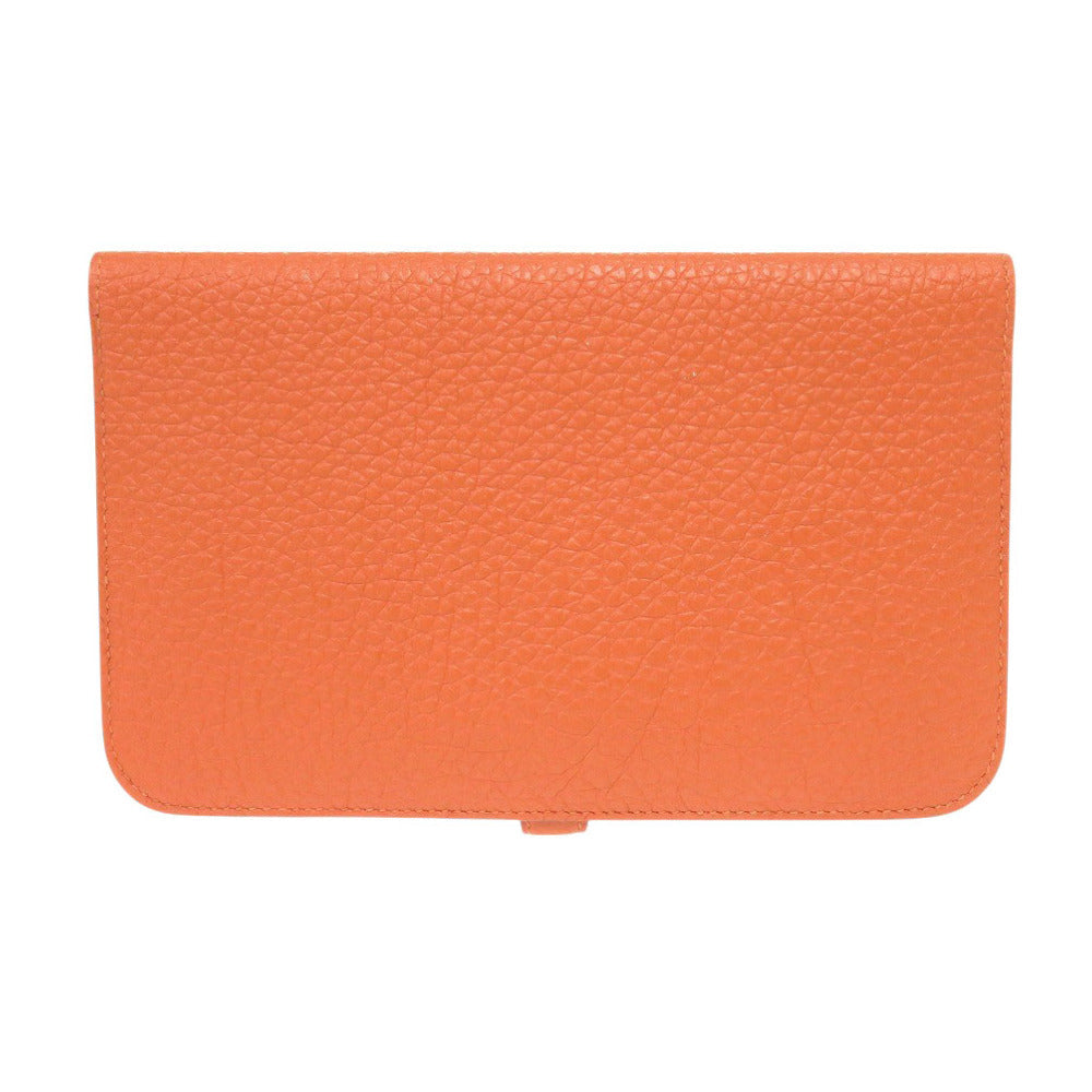 HERMES Long Wallet Purse Togo Orange Dogon Duo GM Women