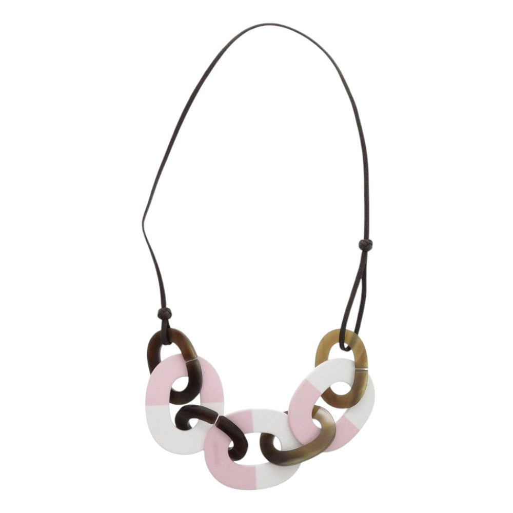 HERMES Necklace Buffalo Horn, Lacquer Brown Caramba Women