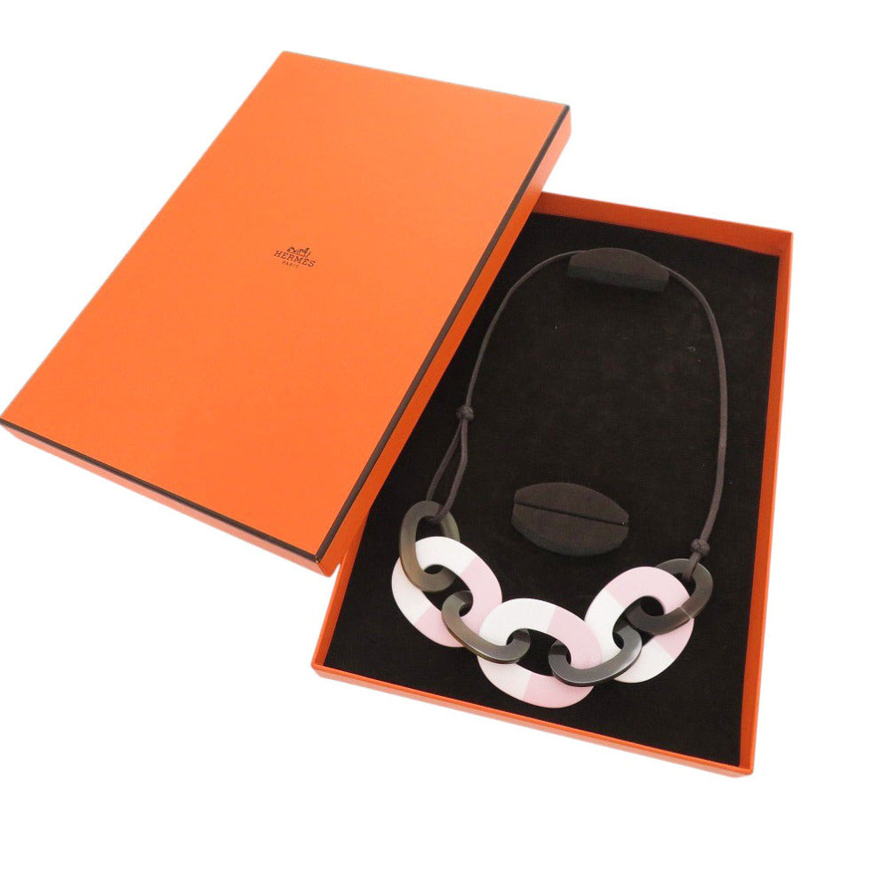 HERMES Necklace Buffalo Horn, Lacquer Brown Caramba Women