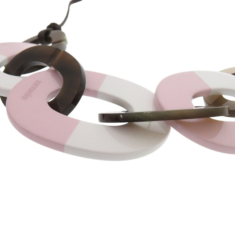 HERMES Necklace Buffalo Horn, Lacquer Brown Caramba Women