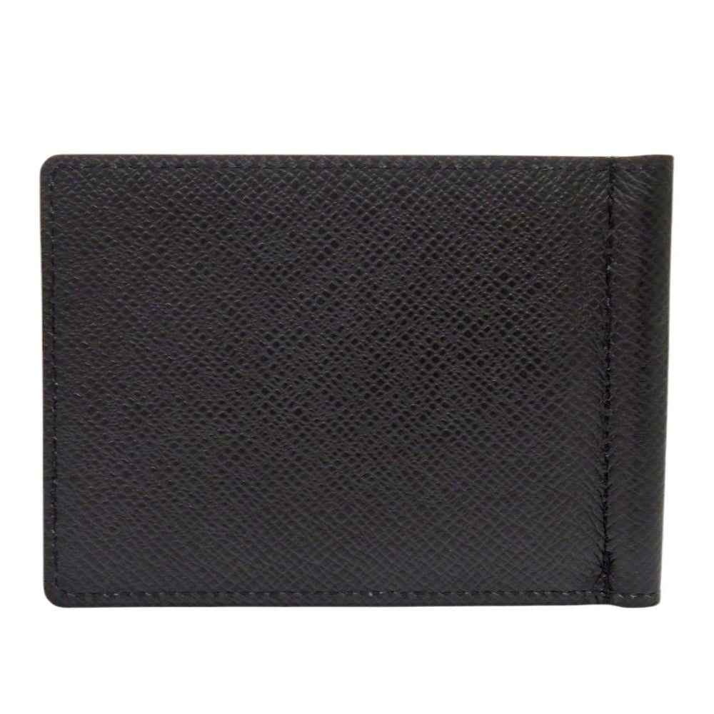 LOUIS VUITTON Card Case M62978 Taiga, Leather black Money clip Portefeuille pans mens