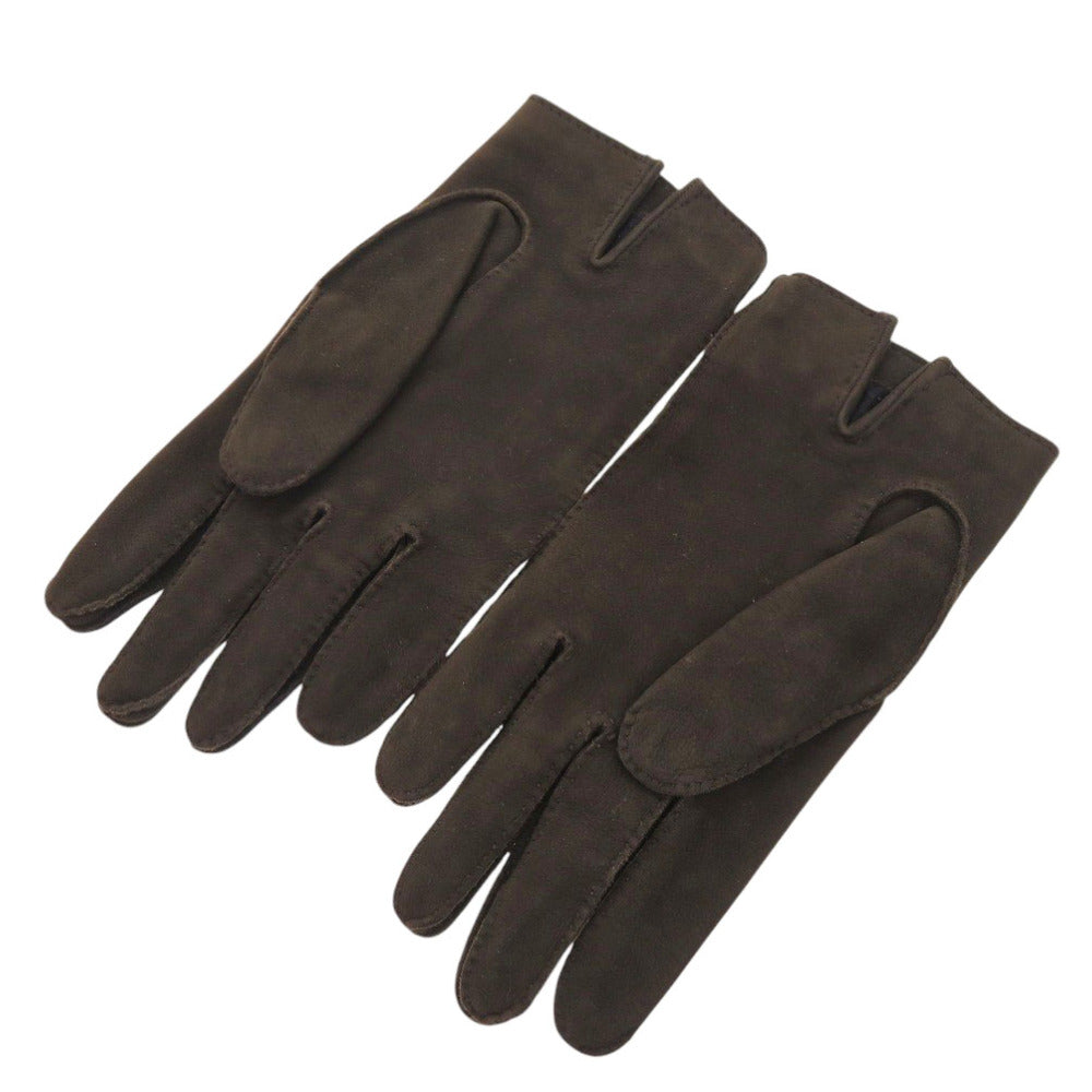 HERMES gloves lambskin Dark brown mens 7 1/2