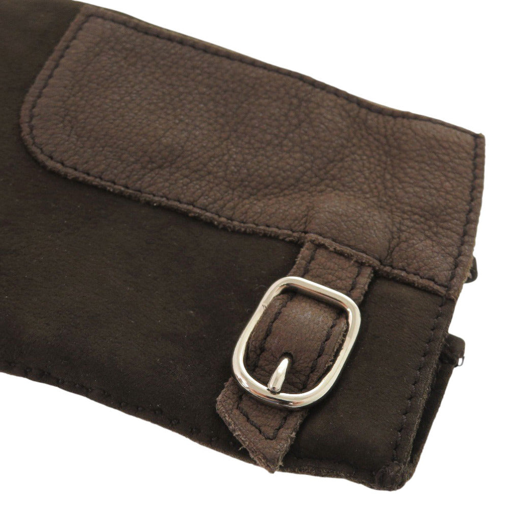 HERMES gloves lambskin Dark brown mens 7 1/2