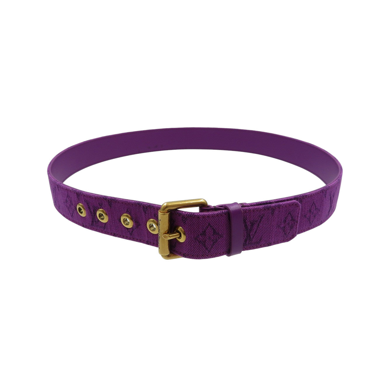 LOUIS VUITTON belt M0177 denim purple Saint Tulle Signature 38/95