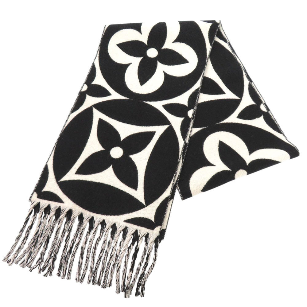 LOUIS VUITTON Scarf M79212 wool black Flight Mode LV Medallion Women