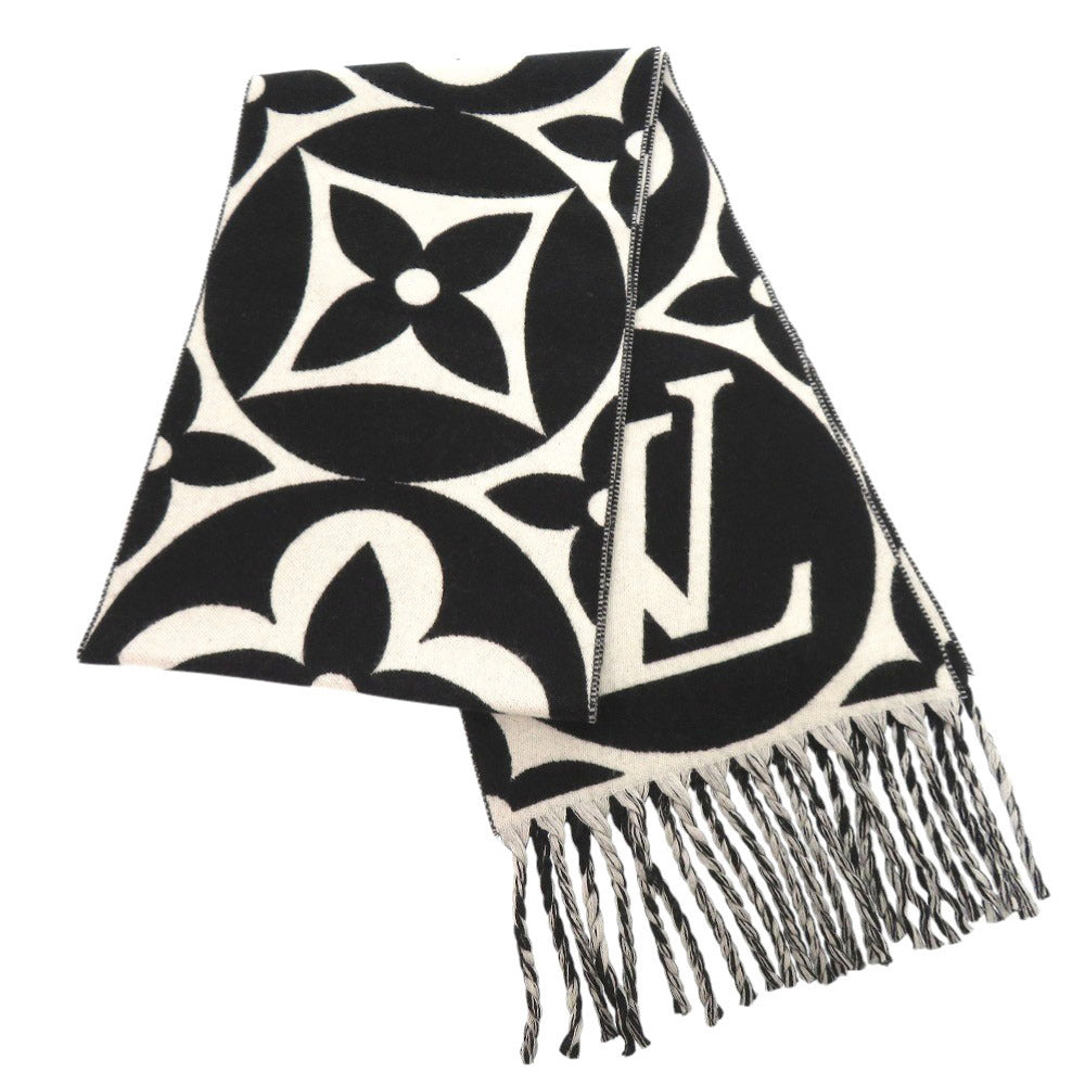 LOUIS VUITTON Scarf M79212 wool black Flight Mode LV Medallion Women