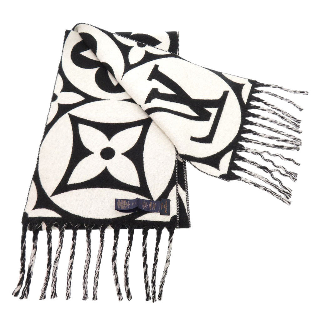 LOUIS VUITTON Scarf M79212 wool black Flight Mode LV Medallion Women
