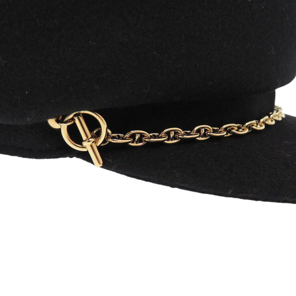 HERMES Other hats cashmere black Casquette Belleil Chene Dunkle Women 58