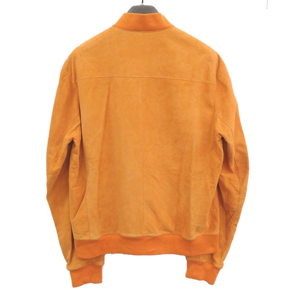 HERMES Blouson Goatskin, Knit: 81% cotton, 16% nylon, 3% polyurethane, Pocket lining: 100% cupra Orange mens 50