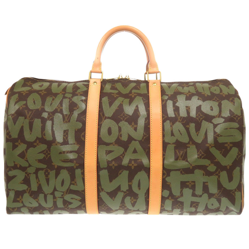 LOUIS VUITTON Boston Duffel bag M92196 Monogram canvas khaki Monogram graffiti Keepall 50 mens