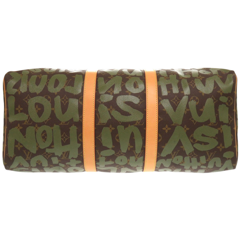 LOUIS VUITTON Boston Duffel bag M92196 Monogram canvas khaki Monogram graffiti Keepall 50 mens