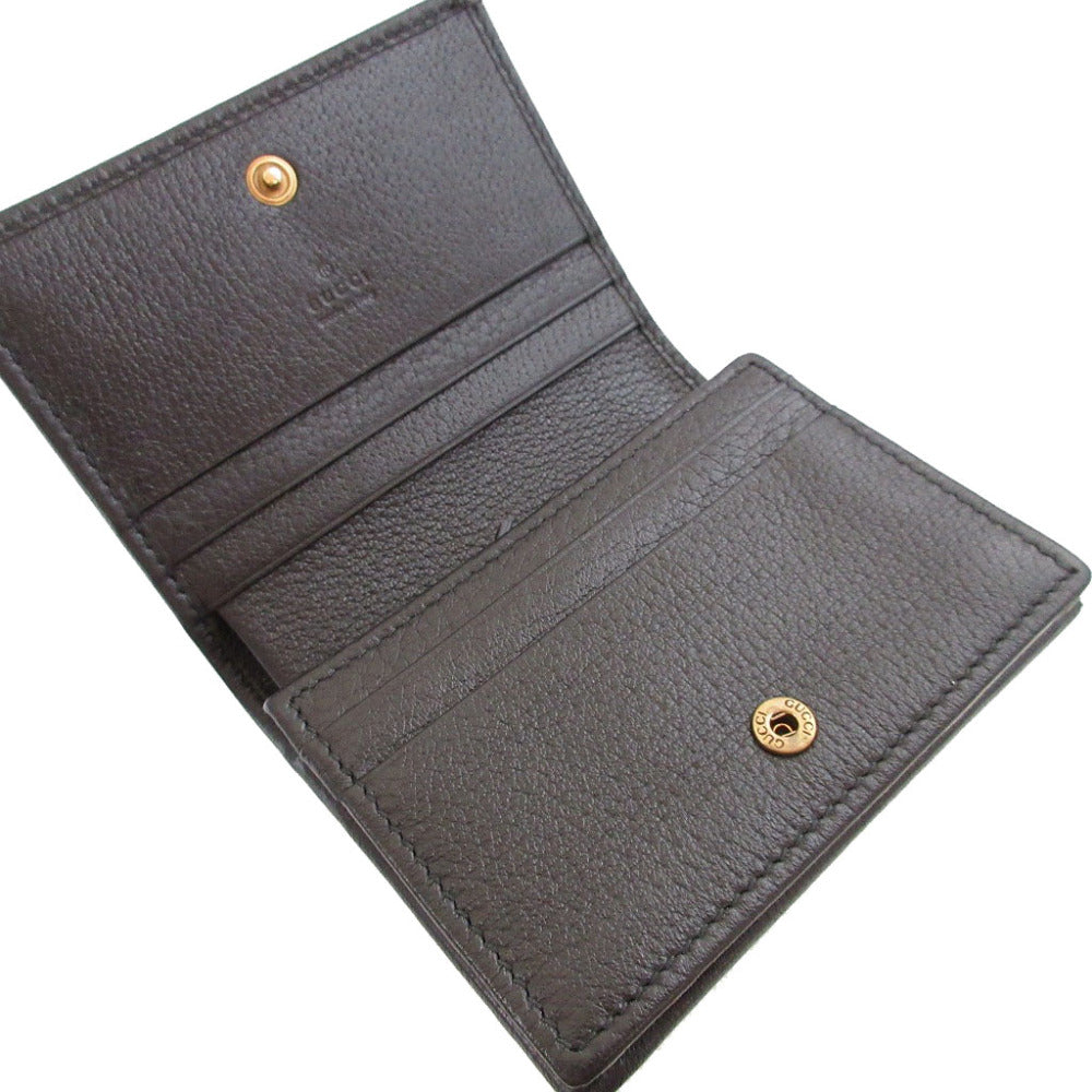 GUCCI Bifold Wallet 499783 leather black Compact Wallet with Rhinestones GG Marmont unisex(Unisex)