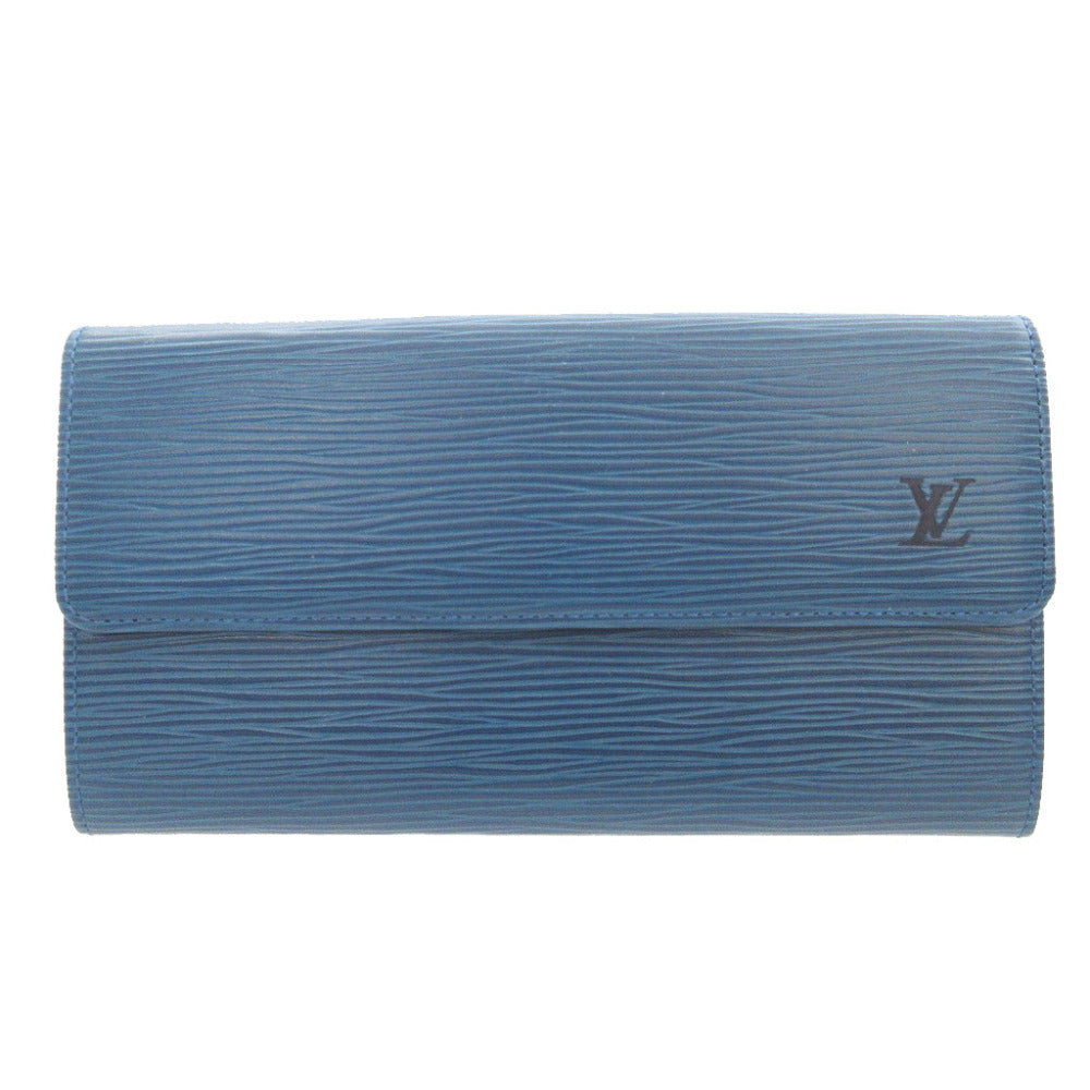 LOUIS VUITTON Long Wallet Purse M63575 Epi Leather blue Two fold Epi Porto Mon Credit unisex(Unisex)