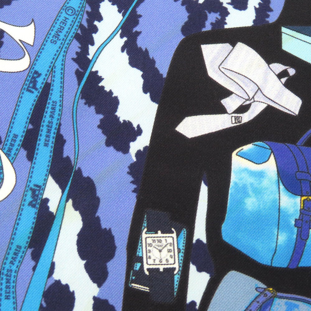 HERMES scarf silk blue Carre40 MONSIEUR ET MADAME Monsieur & Madam Women