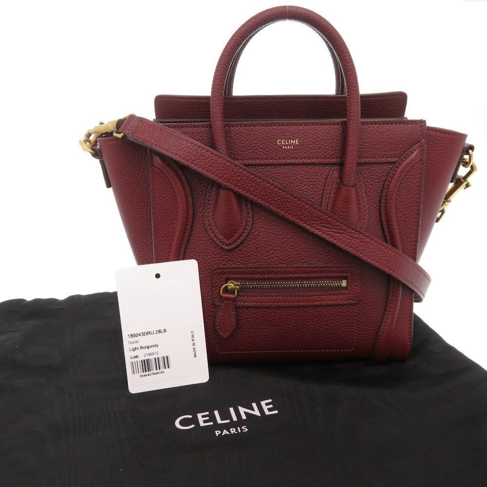 CELINE Handbag leather Burgundy 2WAY Luggage Nano Shopper Women